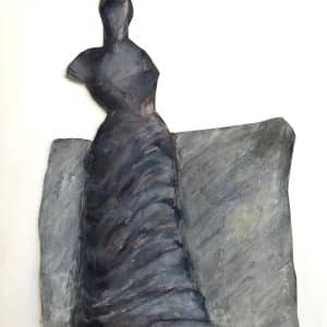 Original mixed media painting of a standing figure from the Femme du Midi series by Ivor Abrahams RA. 1935-2015. Signed and dated 1979. MODERN ART Antique Art